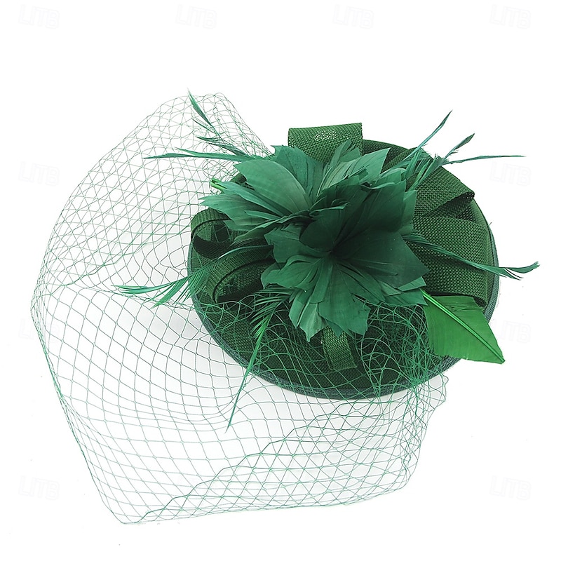 Fascinators Polyester Fedora Hat Floppy Hat Veil Hat Formal Wedding Tea Party Kentucky Derby Horse Race Elegant Simple Luxury With Feather Pure Color Headpiece Headwear3