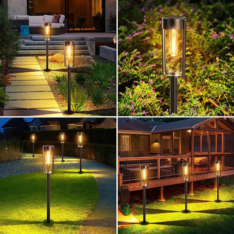 Solar Pathway Lights Outdoor, Solar Powered Garden Lights Waterproof IP65, Auto On/Off Outdoor Light for Lawn Patio Walkway Driveway Decor Landscape Lighting2