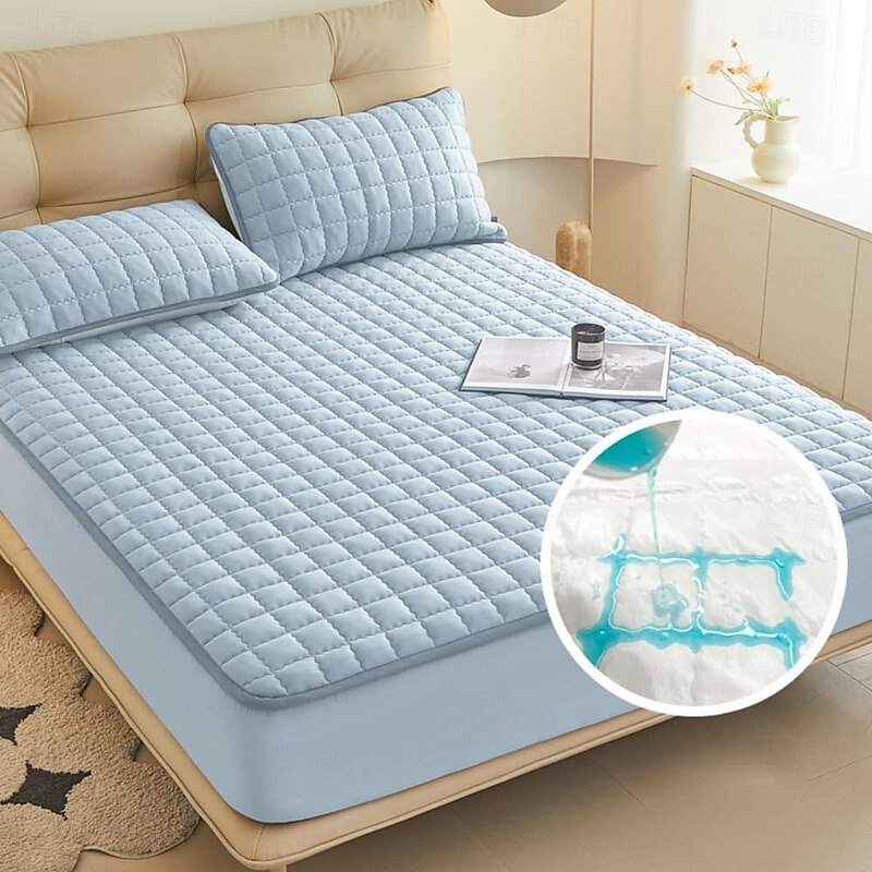 Queen Full King Protective Bed Cover Waterproof Mattress Protector Quilted Fitted Mattress Pad Bed Protector Protective Mattress Cover Soft Comfortable3