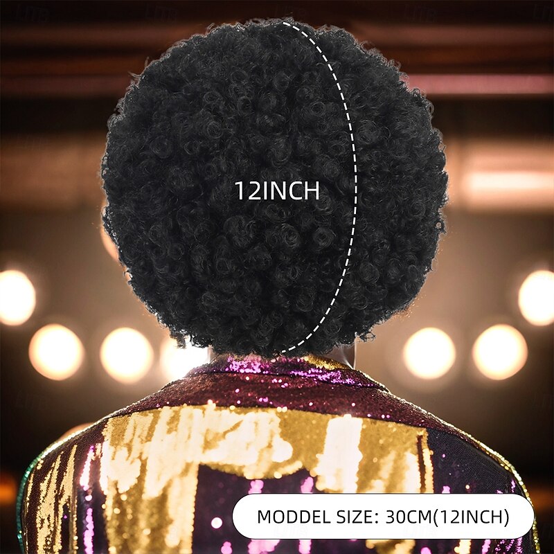 Synthetic Wig Curly Curly Weave Asymmetrical Neat Bang Machine Made Wig 30 inch A1 Synthetic Hair Men's Classic Comfortable Color Gradient Black3