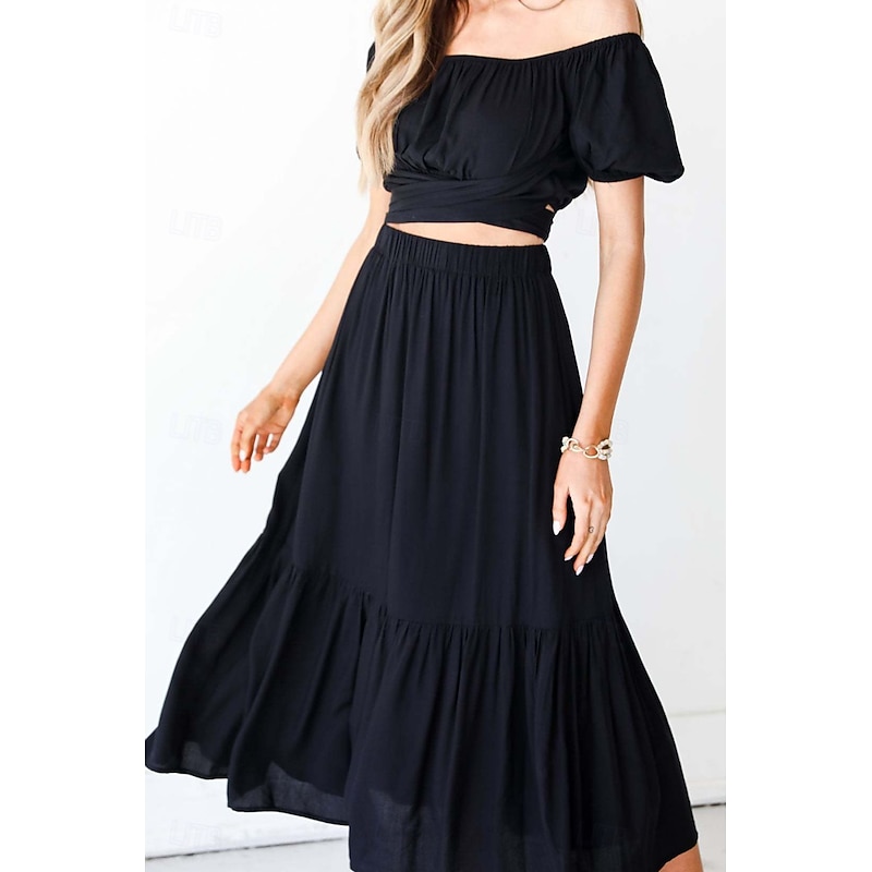 Women's Black Dress Cocktail Dress Formal Dress Fashion Vacation Street Going out Regular Fit Plain Black White Summer