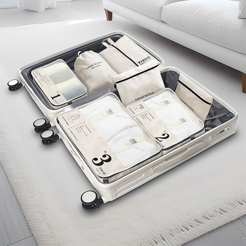 7-Piece Compression Packing Cubes Set for Travel, Luggage Organizer, Clothes, Underwear, and Shoes Storage Bags, Portable Sorting and Organizing Travel Accessories2