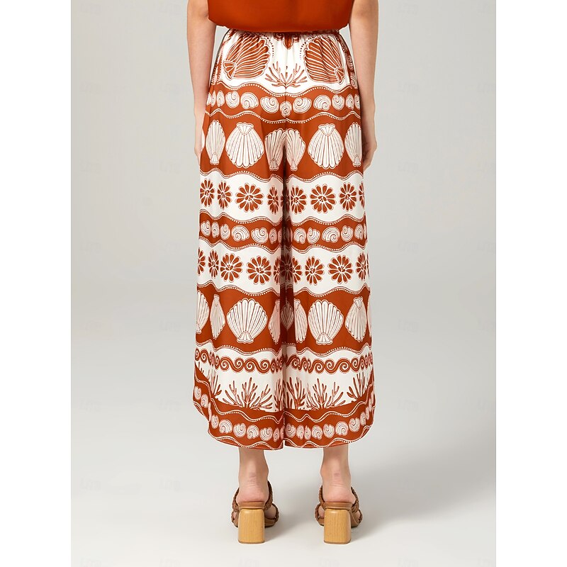 Printed casual orange Swing Pants4