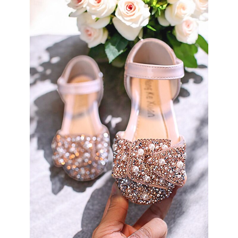 Girls' Rhinestone Bow Mary Jane Shoes – Sparkly Pearl Embellished Flower Girl Flats for Weddings & Special Occasions3
