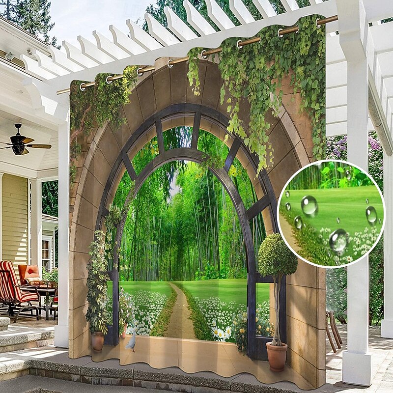 Waterproof Outdoor Curtain Privacy, Outdoor Shades, Sliding Patio Curtain Drapes, Pergola Curtains Grommet Garden Arch For Gazebo, Balcony, Porch, Party