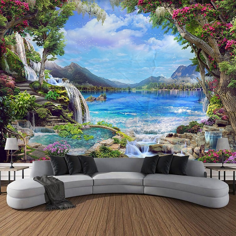 Dreamy seawater plant landscape Hanging Tapestry Wall Art Large Tapestry Mural Decor Photograph Backdrop Blanket Curtain Home Bedroom Living Room Decoration