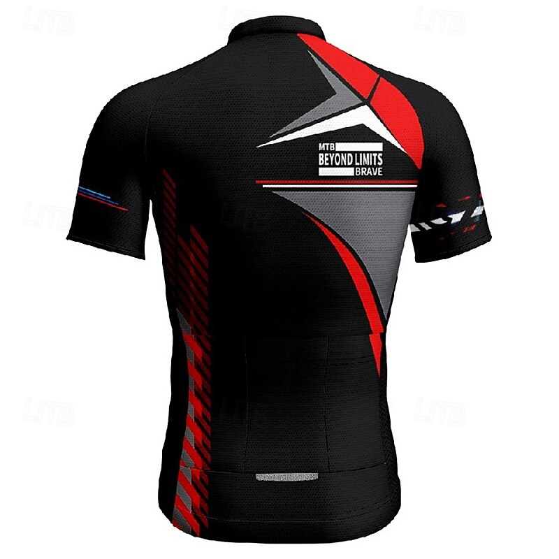 Men's Cycling Jersey Geometric Short Sleeve Bike Tee Tshirt Jersey with 3 Rear Pockets Mountain Bike MTB Quick Dry Anatomic Design Wicking Breathable Sports Black Yellow Blue Clothing Apparel2