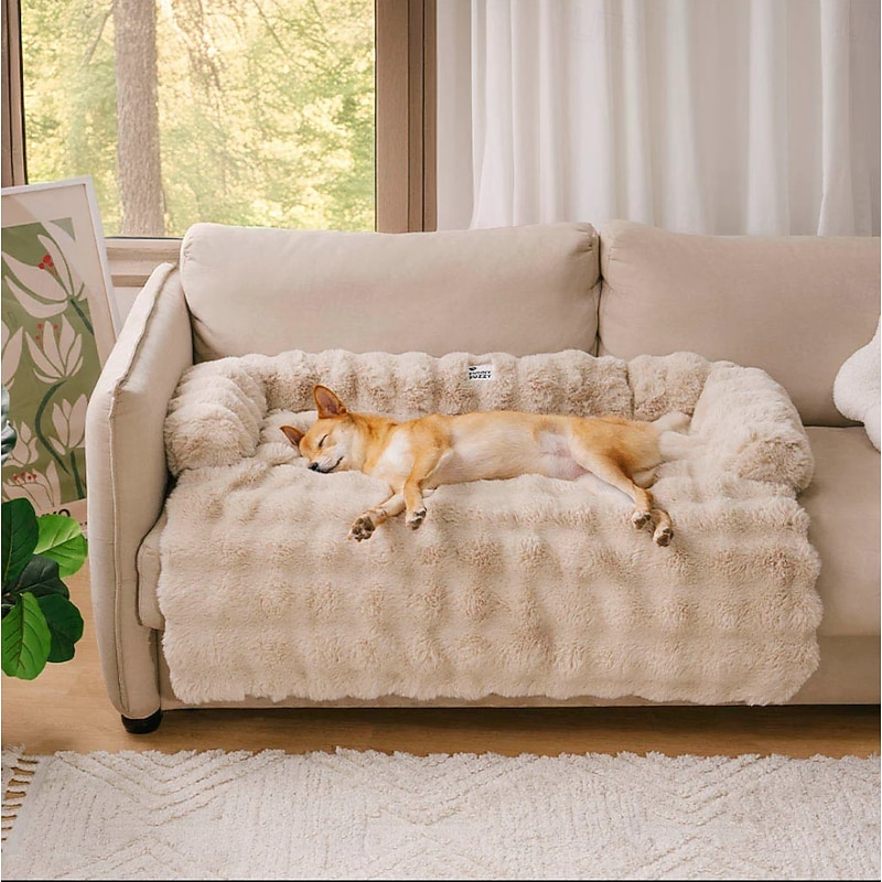 Calming Dog Bed Mat, Fluffy Fuzzy Couch Cover for Sofa, Furniture Protector with Removable Washable Cover for Large Medium Small Dogs and Cats4