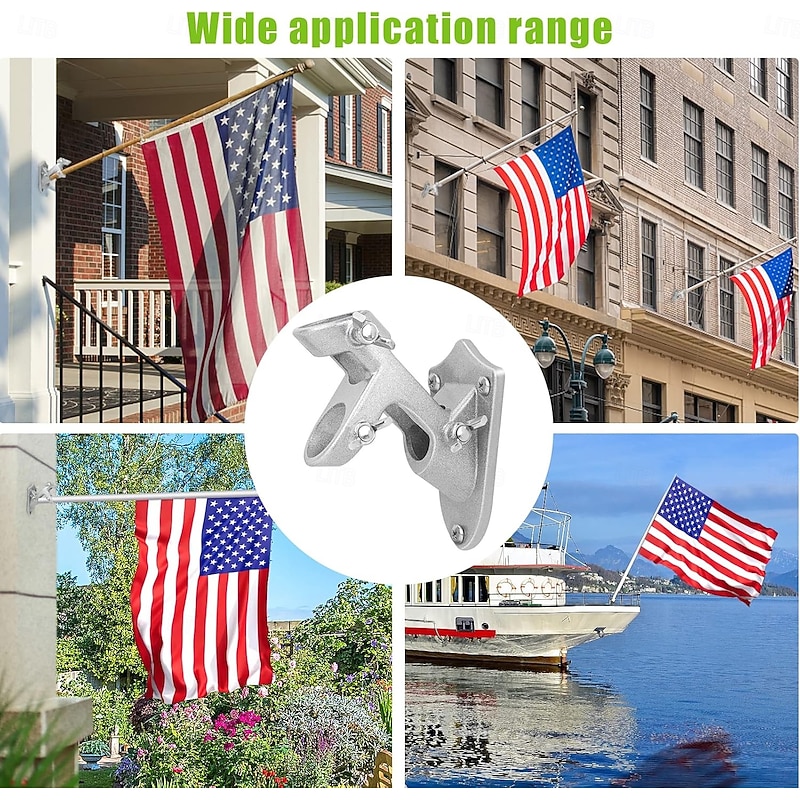 Flag Pole Holder, Outside House Flag Pole Bracket, Heavy Duty Metal Flag Mount, Aluminum Alloy Mounting Brackets, Outdoor Flag Holder- Strong Rust Free, Dual Position 1 inch4