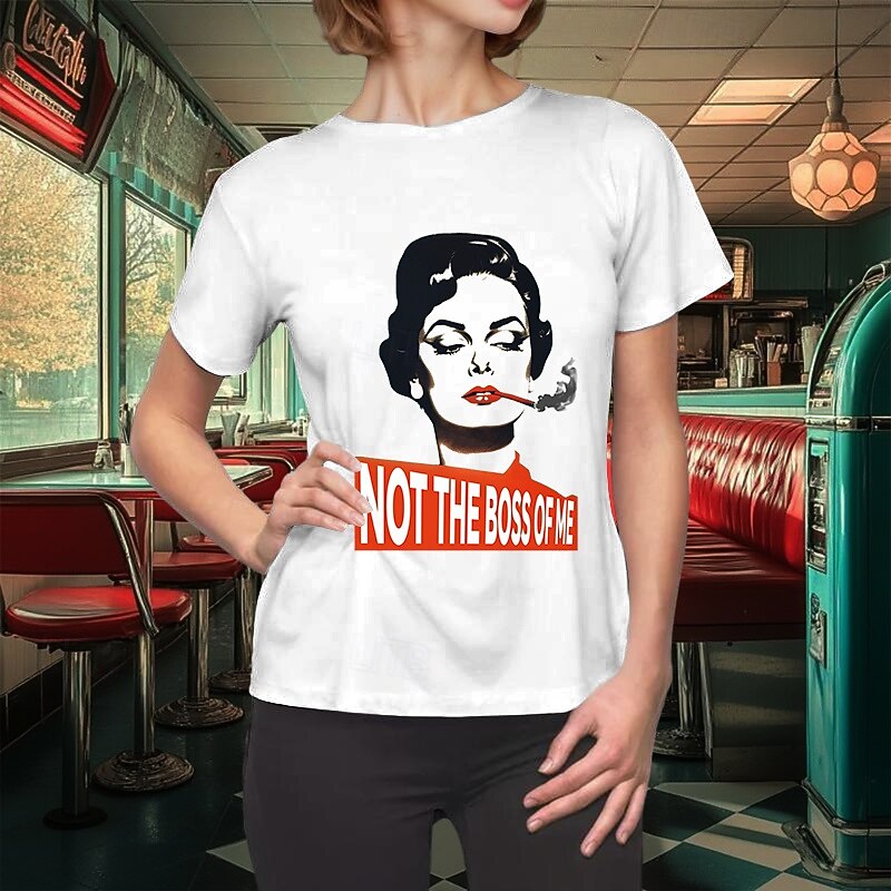 T-shirt Retro Poster Retro Girl Graphic For Women's Adults' Masquerade Hot Stamping Casual Daily3