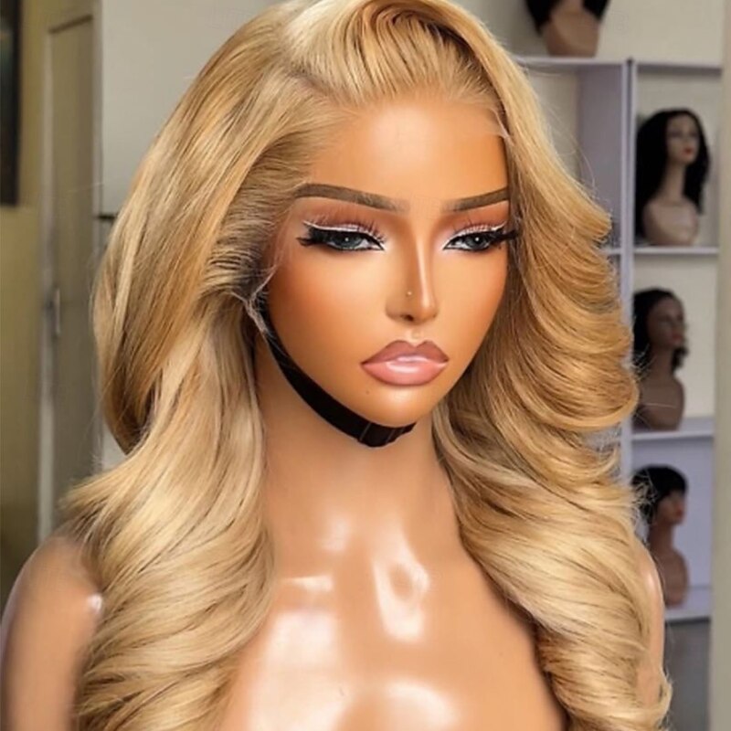 Brazilian Virgin Hair Loose Wave Colored Glueless 5x5 Closure Wigs Honey Blonde Lace Frontal Wig Pre-Plucked for Women2