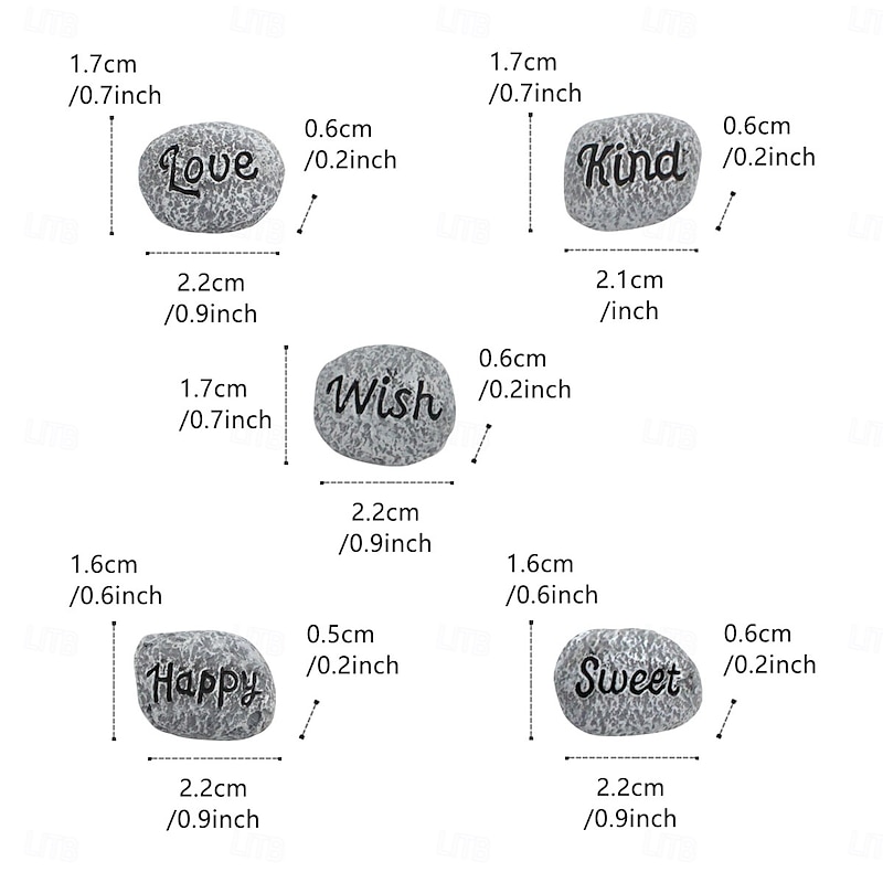 5pcs, Resin Mini Pebbles, Micro Mini Stones, Decoration Like Mini Garden Figurines, Suitable for Diy Fairy Garden Miniature Moss Landscape2