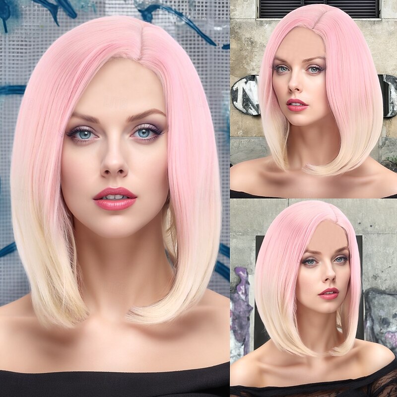 Synthetic Wig Bouncy Curl Water Wave Layered Haircut Deep Parting Machine Made Wig 30 inch A1 Synthetic Hair Women's Classic Comfortable Color Gradient Multi-color