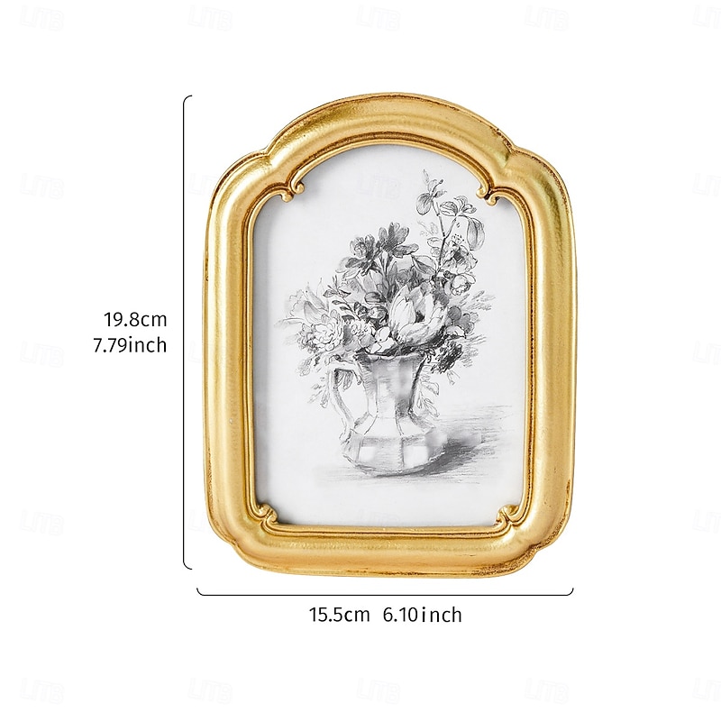 Resin Curved Door Frame Photo Frame, Gold Silver Brown Border, Elegant Desktop Picture Frame, Multi-Color Options, Simple Home Decor, Bedroom Office Desk Display, Stylish Tabletop Ornament2