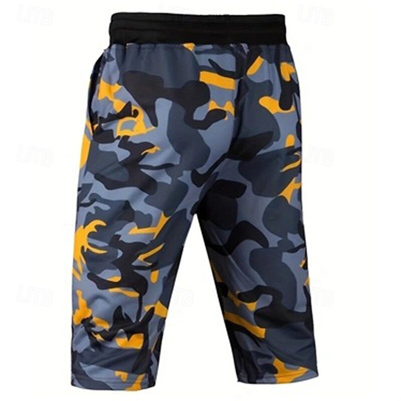 Men's Capri Pants Camo Shorts Summer Shorts Pocket Drawstring Elastic Waist Graphic Camouflage Camo / Camouflage Comfort Breathable Calf-Length Outdoor Vacation Sport Casual Yellow Sky Blue3