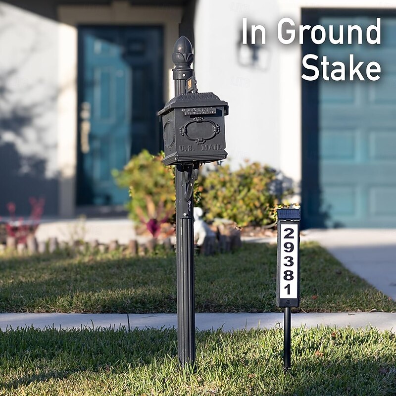 Solar Address Lights Lighted House Address Numbers Sign House Numbers for Outside Light up LED Illuminated Home Number 2-Color Lighting Modes Waterproof Lighted Address Plaque for Yard Home 1PC4