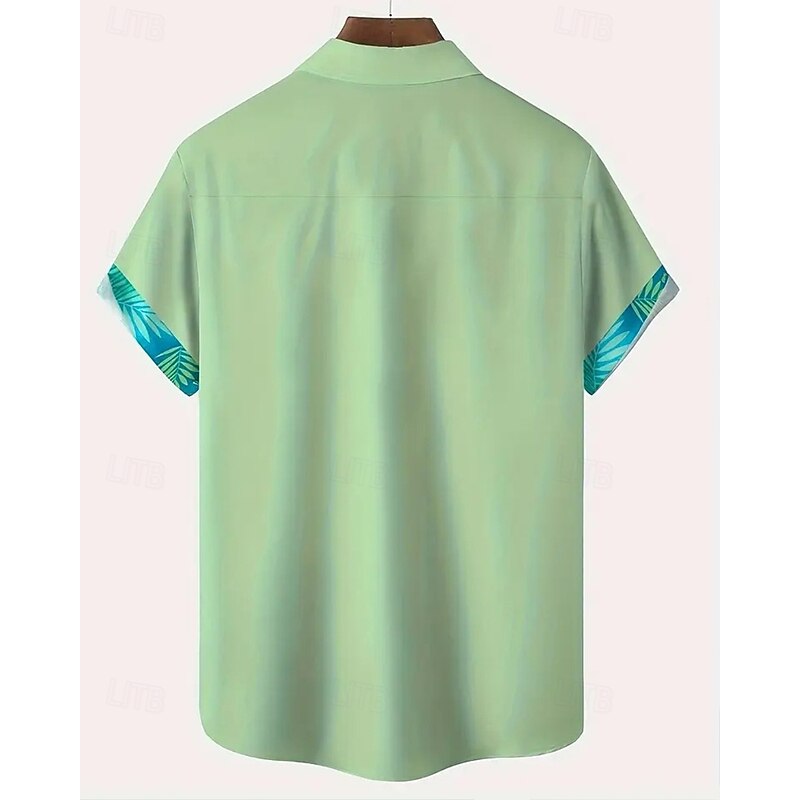 Men's Shirt Summer Shirt Casual Shirt Beach Shirt Button Up Shirt Black Navy Blue Green Short Sleeve Floral Print Shirt Collar Vacation Hawaiian Front Pocket Clothing Apparel Polyester Fashion Casual2