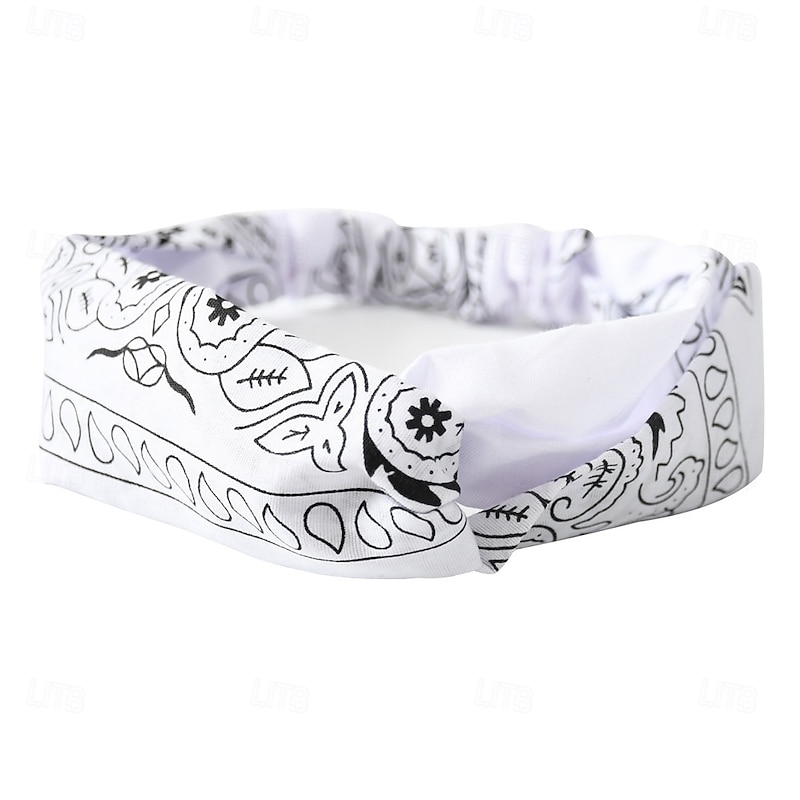 Bohemian Stretch Headbands Paisley Pattern Sweat-Wicking Polyester Hairbands for Hip Hop Dance & Sports Cooling Sports Headbands Casual Wear Absorbent Fabric3