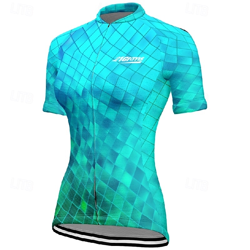 Women's Cycling Jersey Argyle Short Sleeve Bike Tee Tshirt Jersey with 3 Rear Pockets Mountain Bike MTB Quick Dry Anatomic Design Wicking Breathable Sports Black Blue Clothing Apparel