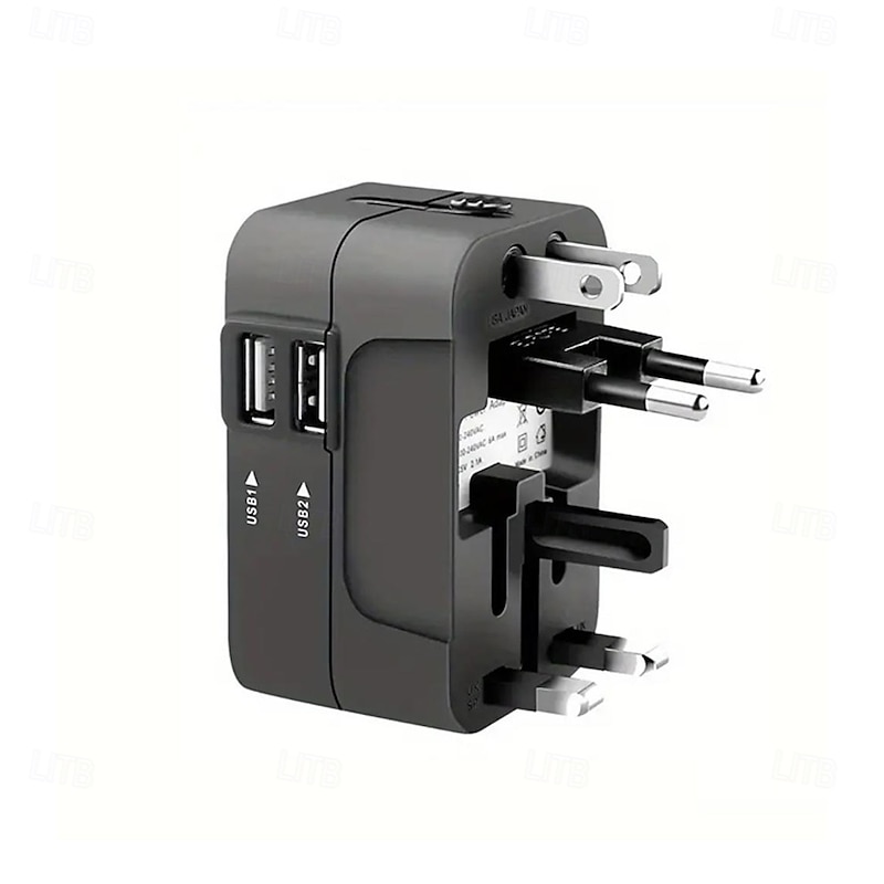 Universal Travel Adapter Multi-pin Plug Dual USB Port Power Outlet Charger Converter EU US UK AU Plug Available2
