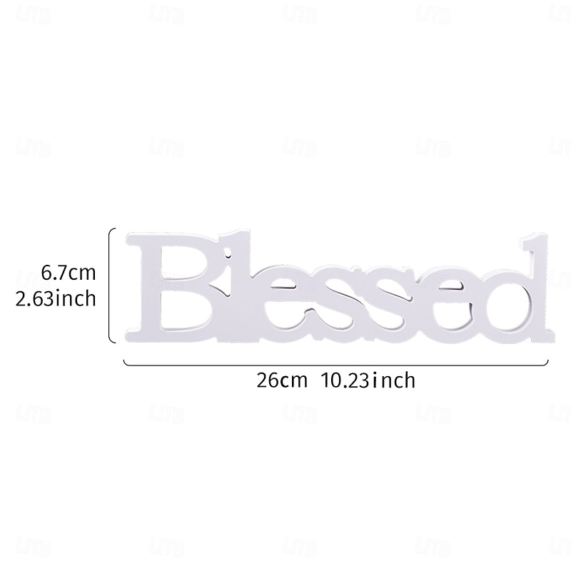 White "Blessed" Letter Tabletop Decor, PVC Freestanding Letter Sign, Warm Indoor Decoration for Wedding, Valentine's Day, Anniversary, Party, and Home Table Display3