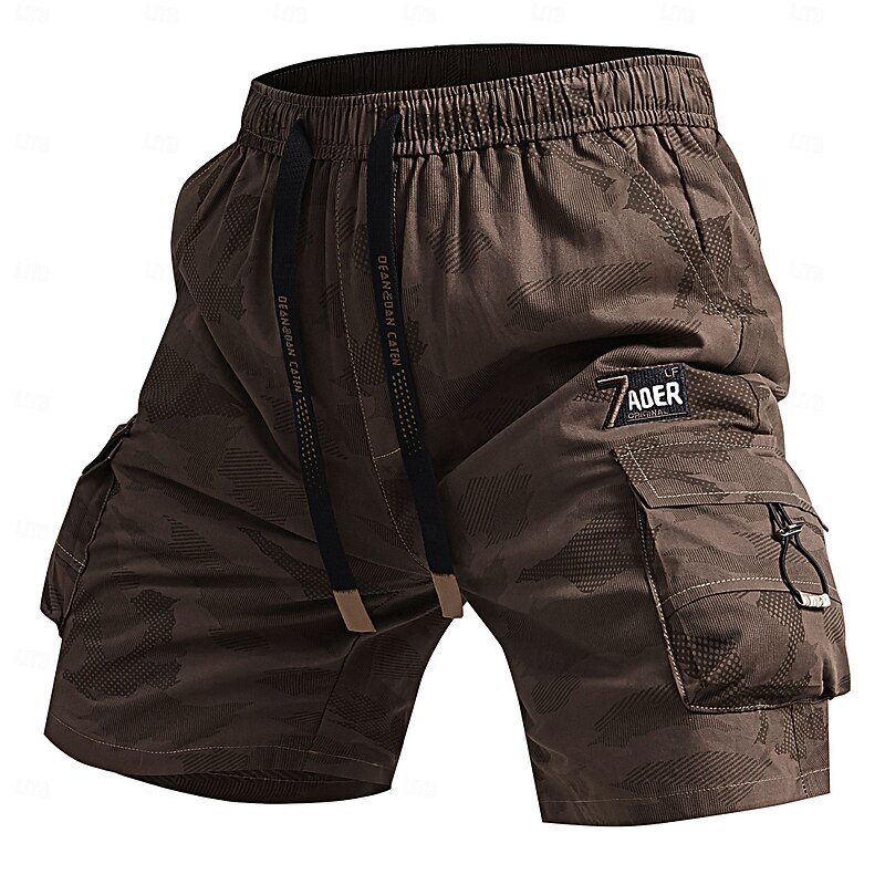 Men's Cargo Shorts Outdoor Shorts Camping Shorts Camo Shorts Hiking Shorts Elastic Waist Multi Pocket Straight Leg Camouflage Moisture Wicking Wearable Knee Length Outdoor Casual Daily Fashion