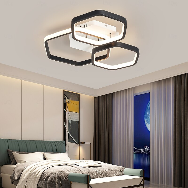 Modern Creative LED Ceiling Light with 3 Heads 52W 5 Heads 80W Stepless Dimming Remote Control APP Hexagonal LED Ceiling Light Suitable for Bedroom Living Room Dining Room and Home Lighting4