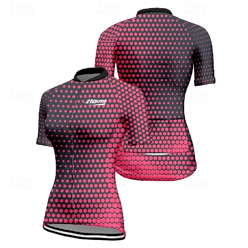 Women's Cycling Jersey Polka Dot Short Sleeve Bike Tee Tshirt Jersey with 3 Rear Pockets Mountain Bike MTB Quick Dry Anatomic Design Wicking Breathable Sports Pink Blue Dark Green Clothing Apparel3