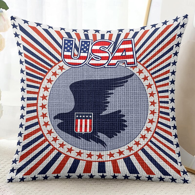4th of July Decorative Toss Pillows Cover 1PC Independence Day American Egale Soft Square Couch Cushion Case Pillowcase for Bedroom Livingroom Sofa Chair4