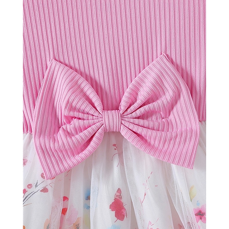 Kids Girls' Dress Floral Dress Flower Sleeveless Outdoor Casual Ruffle Fashion Daily Cotton Knee-length Casual Dress A Line Dress Summer 4 years+ Pink4