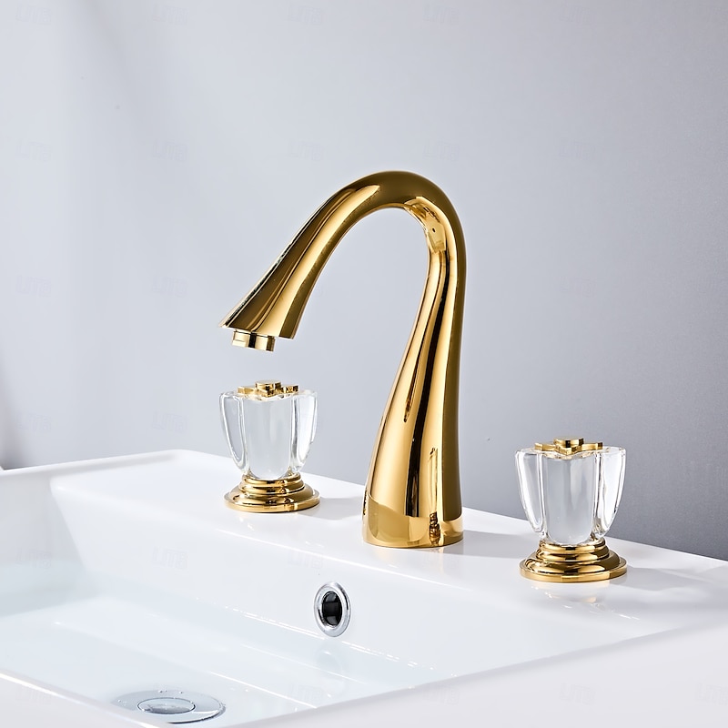Bathroom Sink Faucet - Widespread Electroplated Centerset Two Handles Three HolesBath Taps