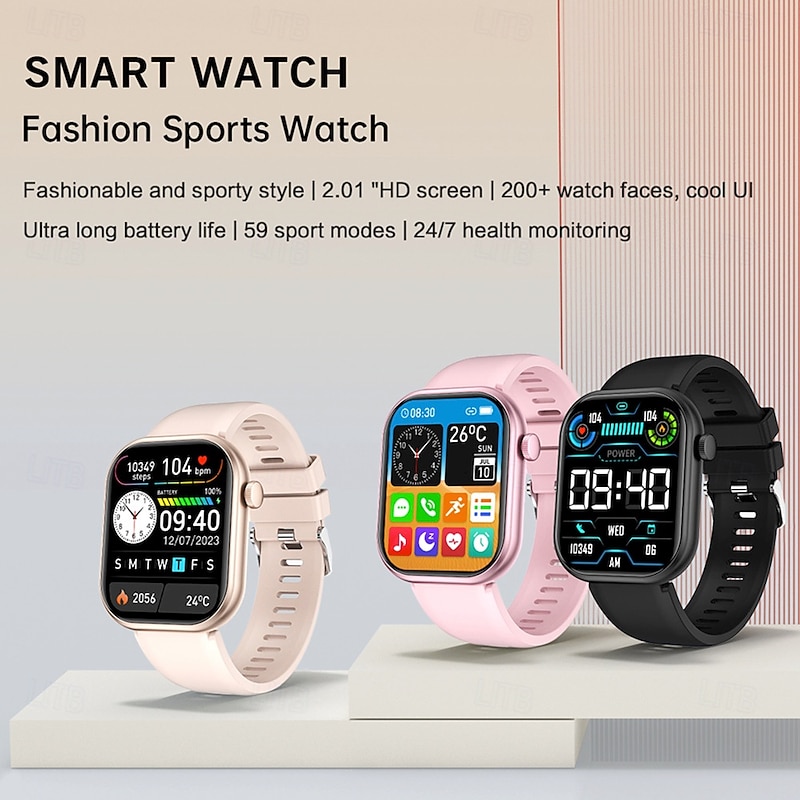 696 G20PRO Smart Watch 2.01 inch Smartwatch Fitness Running Watch Bluetooth ECG+PPG Pedometer Call Reminder Compatible with Android iOS Women Men Hands-Free Calls Message Reminder IP 67 41mm Watch3