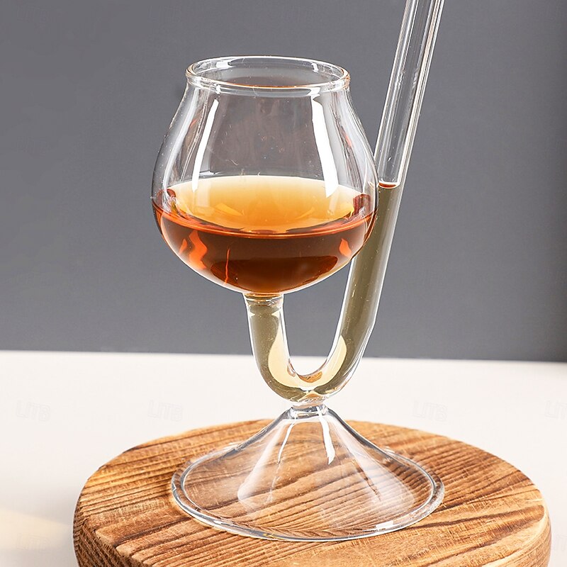 Transparent Glass Pipe Cup – Creative Irregular Champagne Glass, High-Stem Cocktail Cup, Unique Barware for Home, Bar Counter & Cold Drink Shops3