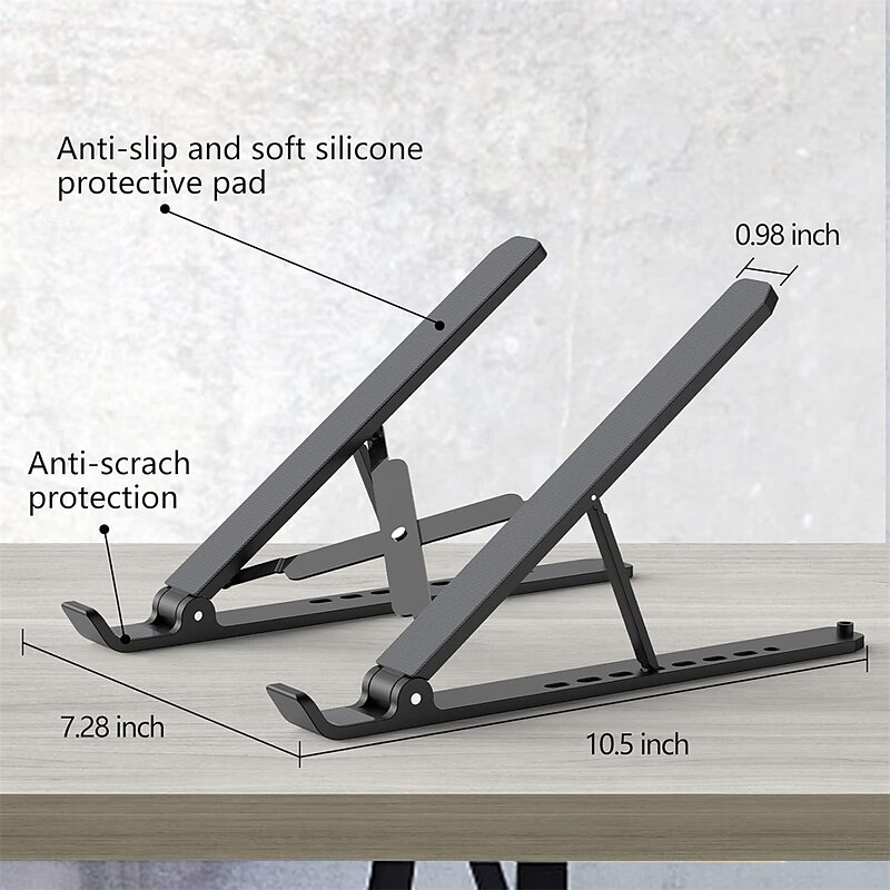Laptop Stand for Desk Adjustable Laptop Riser Foldable Portable Laptop Holder Ventilated Cooling Notebook Stand for 10-15.6inch Laptop4