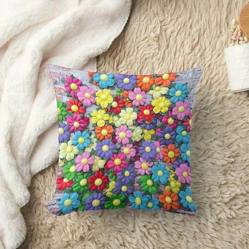 Flowers Decorative Toss Pillows Cover 1PC Spring Summer Soft Square Couch Cushion Case Pillowcase for Bedroom Livingroom Sofa Chair3