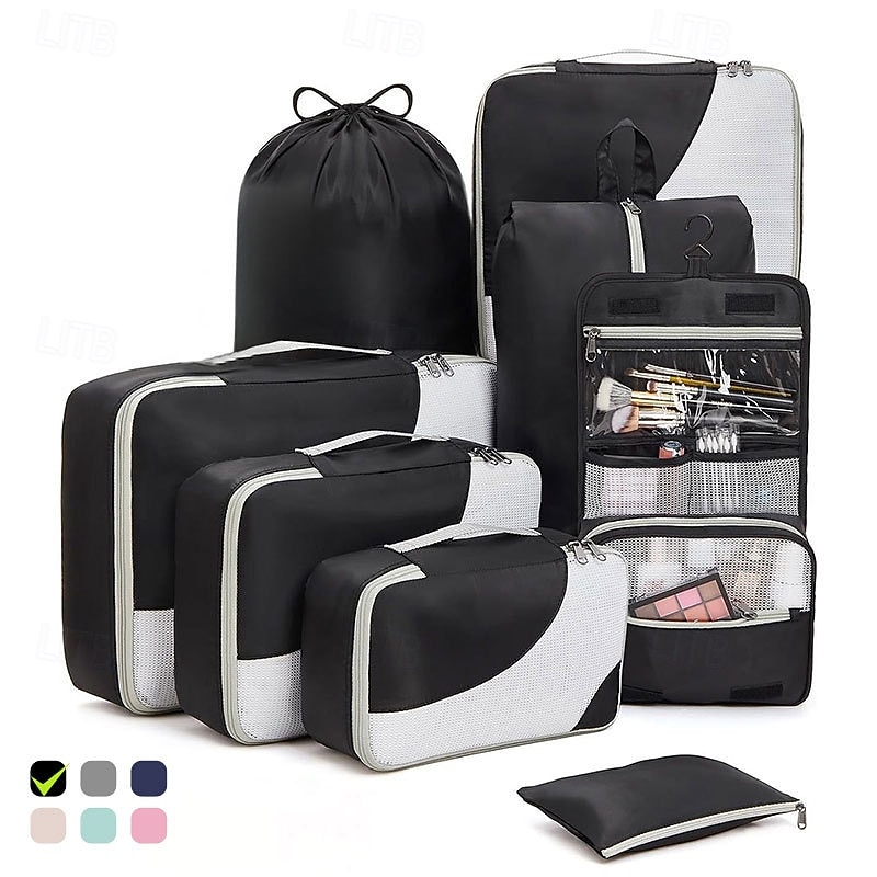 8-Piece Compression Packing Cubes Set for Travel, Luggage Storage and Organizer, Ultra-Light Travel Storage Bags
