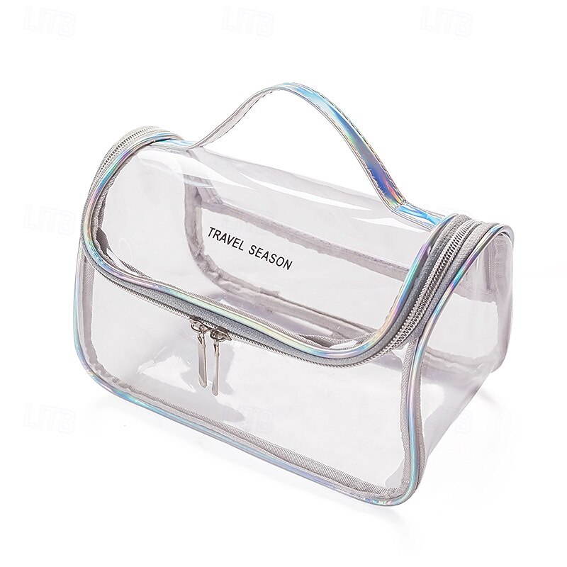 Transparent Toiletry Bag, Large Capacity Stylish Travel Cosmetic Organizer, Portable Handheld Makeup Storage Pouch4