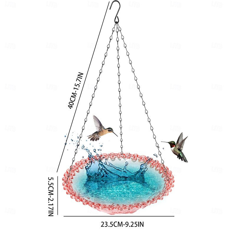 Hummingbird Feeder, Outdoor Hanging Bird Feeder and Bird Bath, Garden Yard Decor for Backyard, Patio, and Bird Watching2