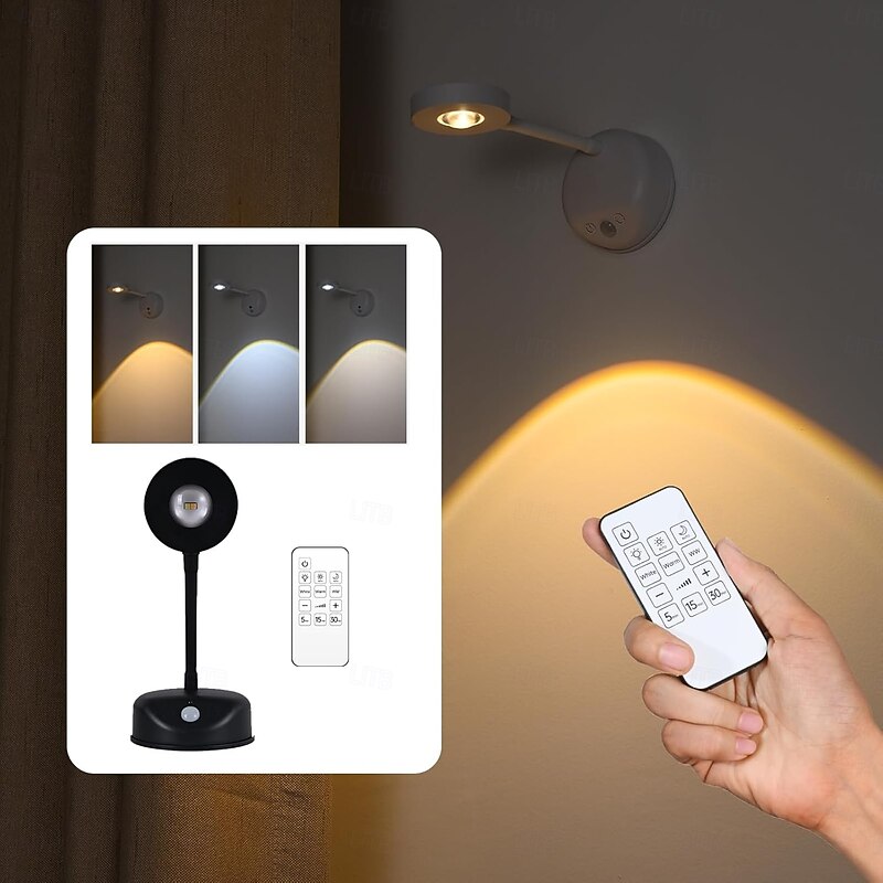 LED Deco Night Lights Wireless Wall Lamp with Remote Control, 3 Modes Dimming, PIR Motion Sensor & Twilight Sensor, Ideal for Bedrooms, Galleries, and Hallways2