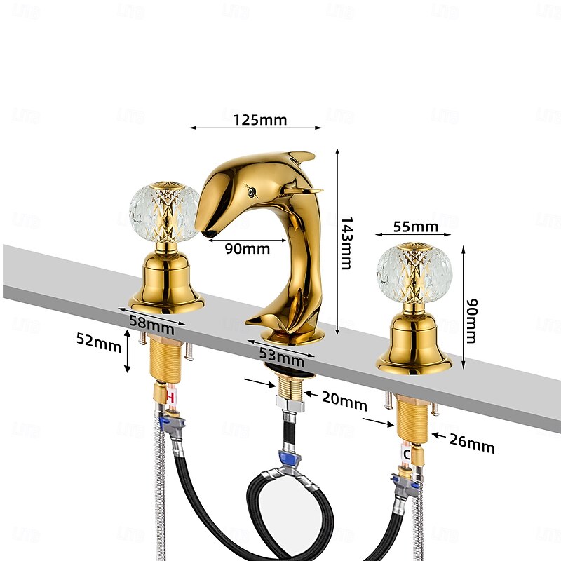 Bathroom Sink Faucet - Widespread Chrome Widespread Two Handles Three HolesBath Taps4