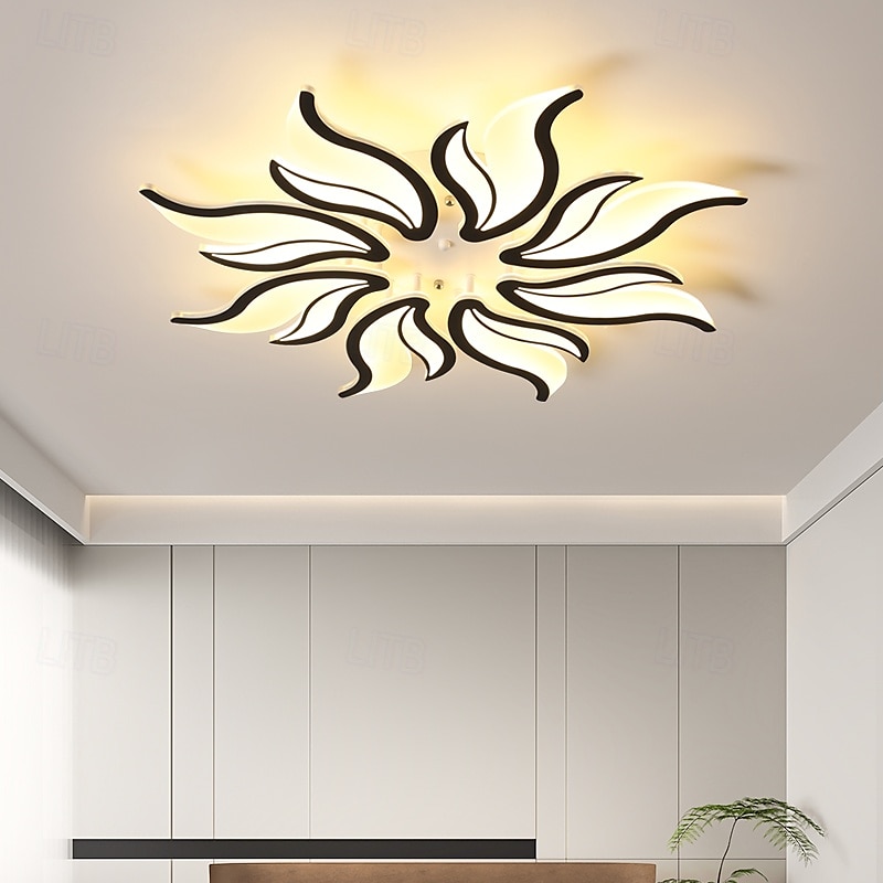 3-Light 5-Light 60/68/78/90/100 cm Dimmable Cluster Design Ceiling Lights Metal Acrylic Layered Artistic Style Modern Style Painted Finishes Black LED Modern 110-120V 220-240V3