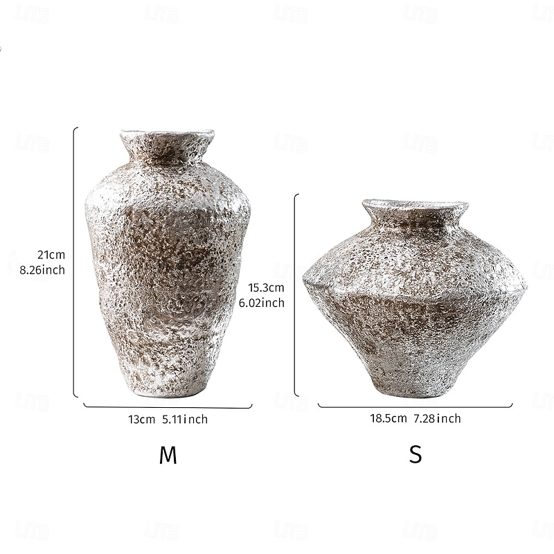 Vintage Ceramic Jar-Inspired Decorative Vase – Antique Gold/Silver Resin Flower Vase, Handmade Home & Party Decoration Piece3