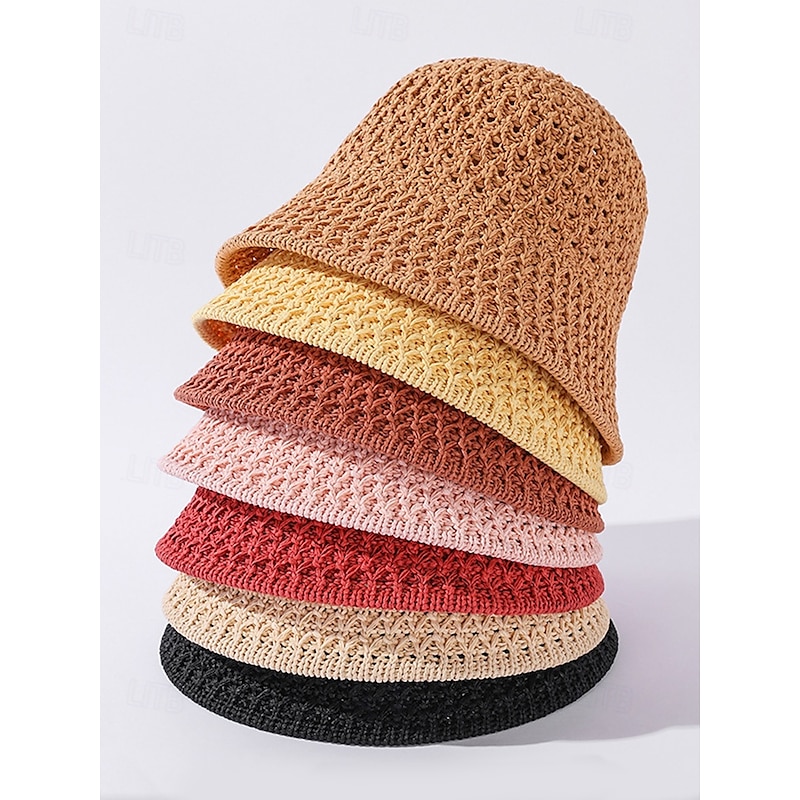 Women's Vintage Straw Bucket Hat – Handwoven Breathable Sun Hat, Lightweight & Foldable, Elegant Beach Hat for Summer Vacations, Travel and Outdoor Activities3