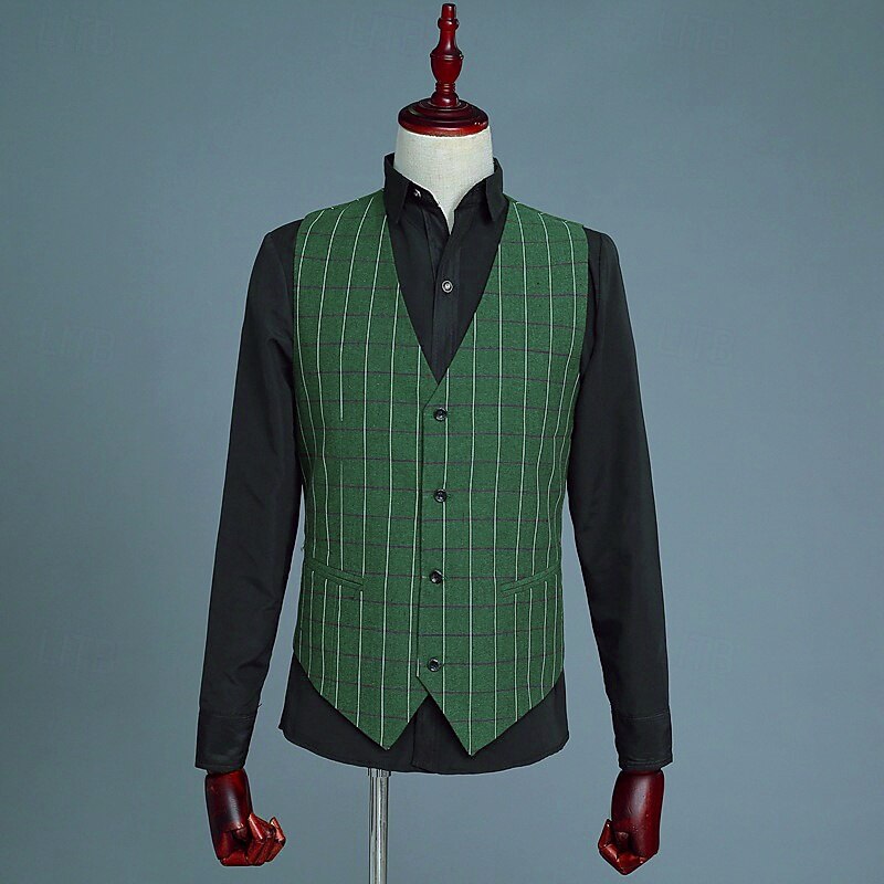 Retro Vintage Roaring 20s 1920s Masquerade Suits & Blazers The Great Gatsby Fancy Dress Men's Masquerade Party / Evening Bachelorette Party Adults Coat Vest Pants3