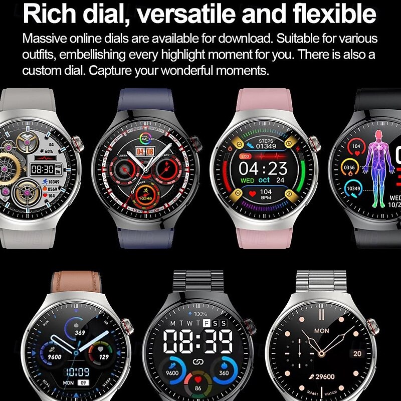 696 TK26 Smart Watch 1.43 inch Smartwatch Fitness Running Watch Bluetooth ECG+PPG Pedometer Call Reminder Compatible with Android iOS Women Men Hands-Free Calls Message Reminder IP 67 52mm Watch Case2