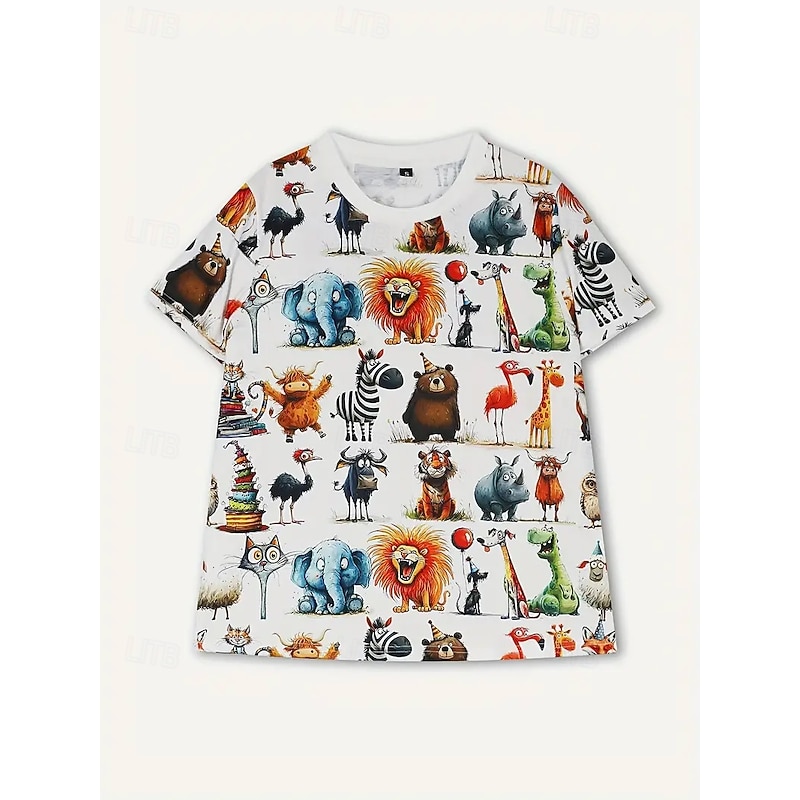 Women's T Shirt Summer Tops Graphic Animal Classic Casual Short Sleeve Crew Neck Crop Tops Daily Weekend Print Rainbow Summer Spring Fall2