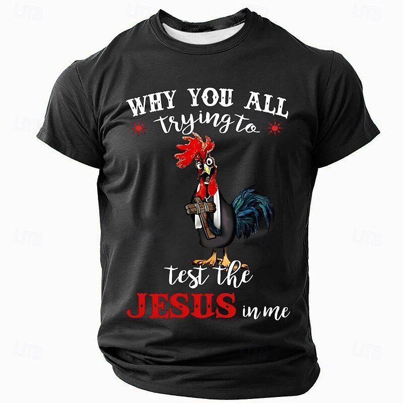 Men's Animal Funny T Shirt Short Sleeve T shirt 3D Print Crew Neck Shirt Exaggerated Designer Party Street Casual Black Blue Green Summer Spring All Seasons Clothing Apparel S M L XL XXL XXXL3