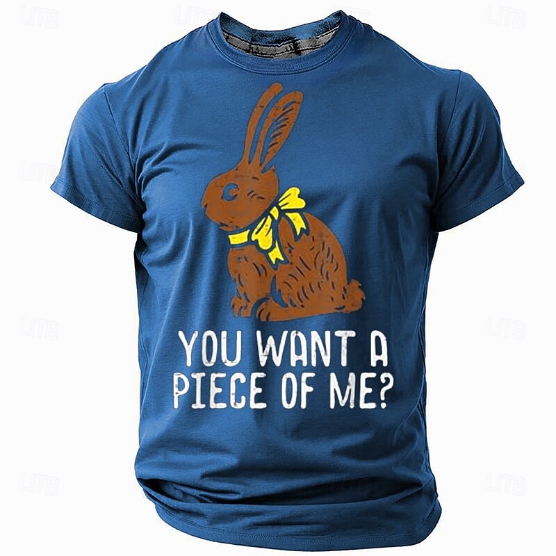 Easter Men's Rabbit T Shirt Short Sleeve T shirt 3D Print Crew Neck Shirt Designer Casual Party Holiday Black Red Blue Summer Spring Clothing Apparel S M L XL XXL XXXL2