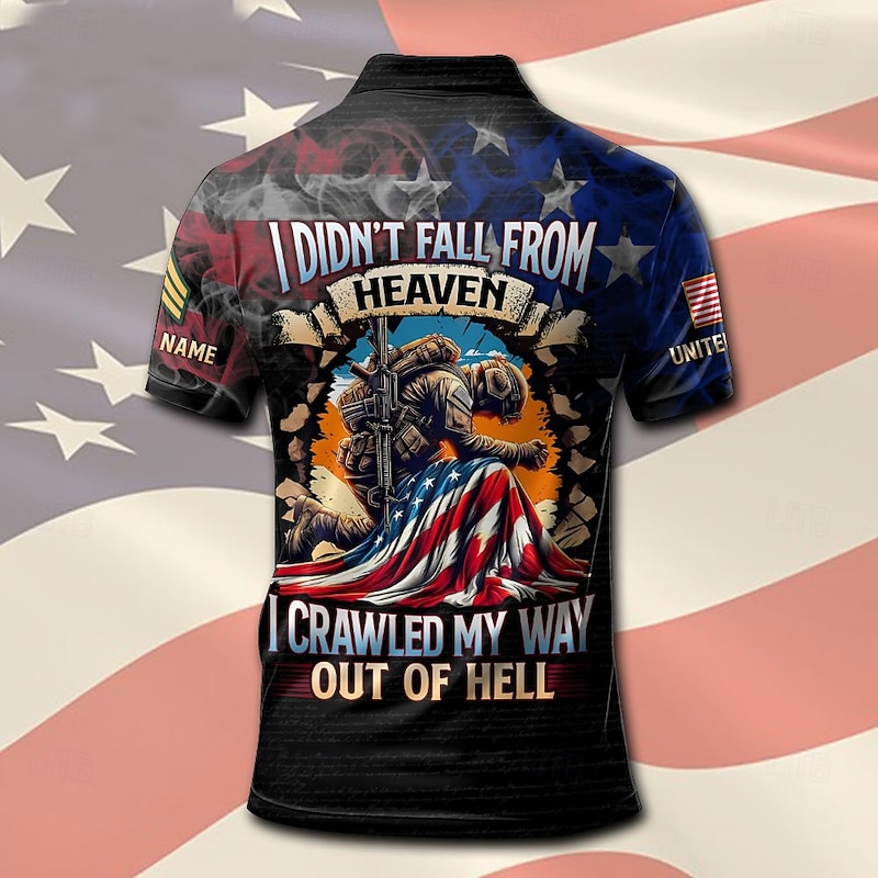 American Independence Day Men's American US Flag Polo Short Sleeve Polo Shirts Collared Shirts Casual Outdoor Daily Wear Home Wear 3D Print Summer Spring Fall Black2