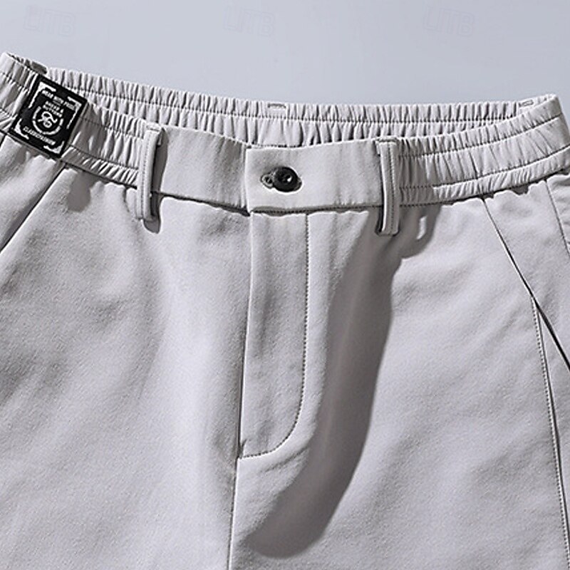 Men's Dress Pants Trousers Suit Pants Buttons Pocket Elastic Waist Plain Breathable Moisture Wicking Full Length Outdoor Business Daily Fashion Streetwear Black Light Grey Micro-elastic4